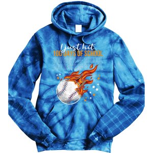 I Just Hit 100 Days Of School Baseball 100th Day Of School Cute Gift Tie Dye Hoodie