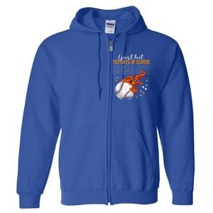 I Just Hit 100 Days Of School Baseball 100th Day Of School Cute Gift Full Zip Hoodie