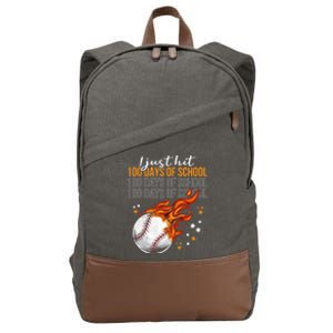 I Just Hit 100 Days Of School Baseball 100th Day Of School Cute Gift Cotton Canvas Backpack