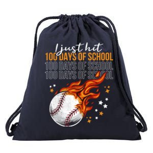 I Just Hit 100 Days Of School Baseball 100th Day Of School Cute Gift Drawstring Bag