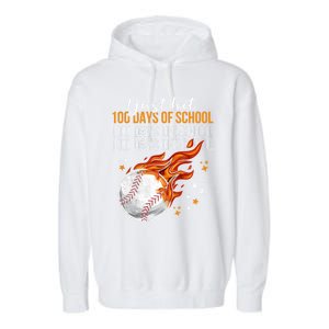 I Just Hit 100 Days Of School Baseball 100th Day Of School Cute Gift Garment-Dyed Fleece Hoodie