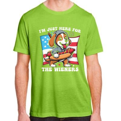 IM Just Here For The Wieners Funny 4th Of July Hot Dog Gift Adult ChromaSoft Performance T-Shirt