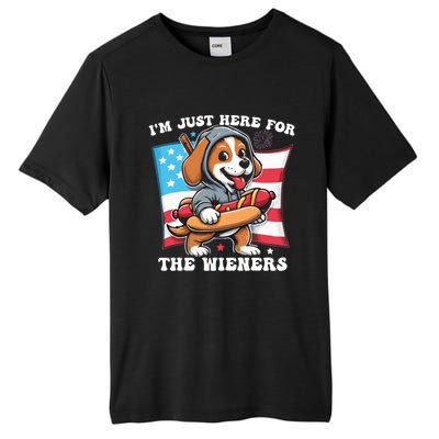 IM Just Here For The Wieners Funny 4th Of July Hot Dog Gift Tall Fusion ChromaSoft Performance T-Shirt