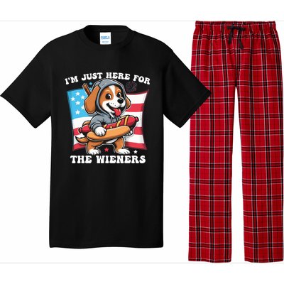 IM Just Here For The Wieners Funny 4th Of July Hot Dog Gift Pajama Set