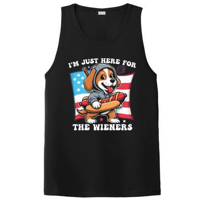 IM Just Here For The Wieners Funny 4th Of July Hot Dog Gift PosiCharge Competitor Tank