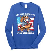 IM Just Here For The Wieners Funny 4th Of July Hot Dog Gift Long Sleeve Shirt