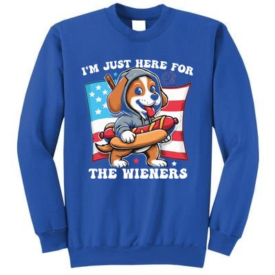 IM Just Here For The Wieners Funny 4th Of July Hot Dog Gift Sweatshirt