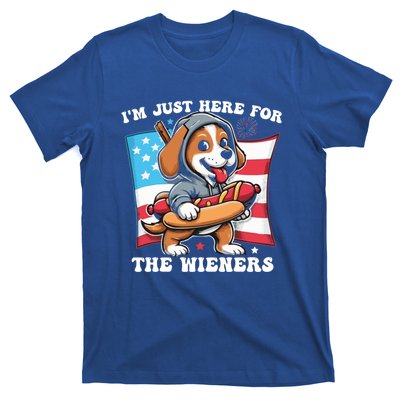 IM Just Here For The Wieners Funny 4th Of July Hot Dog Gift T-Shirt