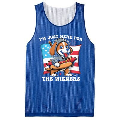 IM Just Here For The Wieners Funny 4th Of July Hot Dog Gift Mesh Reversible Basketball Jersey Tank