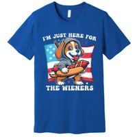 IM Just Here For The Wieners Funny 4th Of July Hot Dog Gift Premium T-Shirt