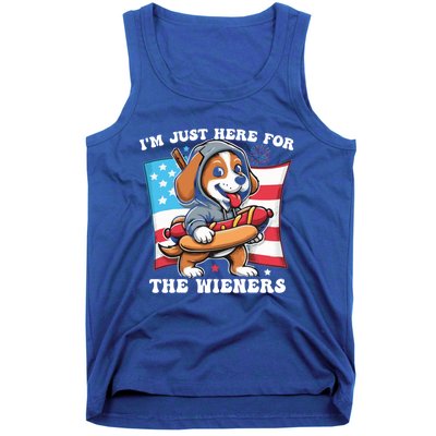 IM Just Here For The Wieners Funny 4th Of July Hot Dog Gift Tank Top