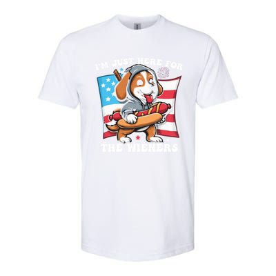 IM Just Here For The Wieners Funny 4th Of July Hot Dog Gift Softstyle CVC T-Shirt