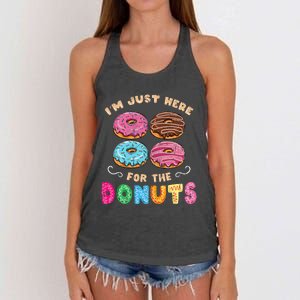 Im Just Here For The Donuts Candy Lover Women's Knotted Racerback Tank