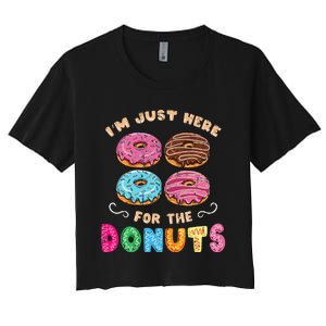 Im Just Here For The Donuts Candy Lover Women's Crop Top Tee