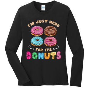 Im Just Here For The Donuts Candy Lover Ladies Long Sleeve Shirt