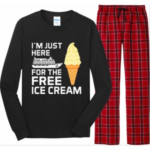 IM Just Here For The Free Ice Cream Funny Cruise 2024 Long Sleeve Pajama Set