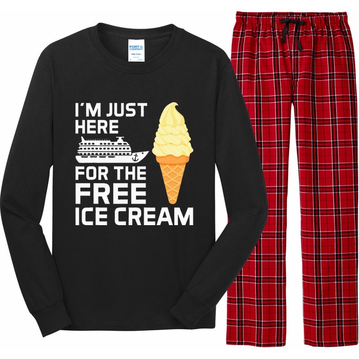 IM Just Here For The Free Ice Cream Funny Cruise 2024 Long Sleeve Pajama Set