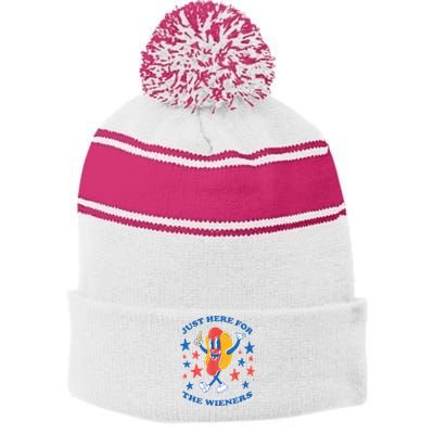 I'm Just Here For The Wieners 4th Of July Shirts Stripe Pom Pom Beanie