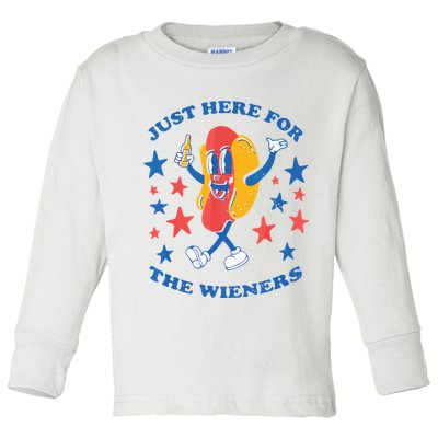 I'm Just Here For The Wieners 4th Of July Shirts Toddler Long Sleeve Shirt