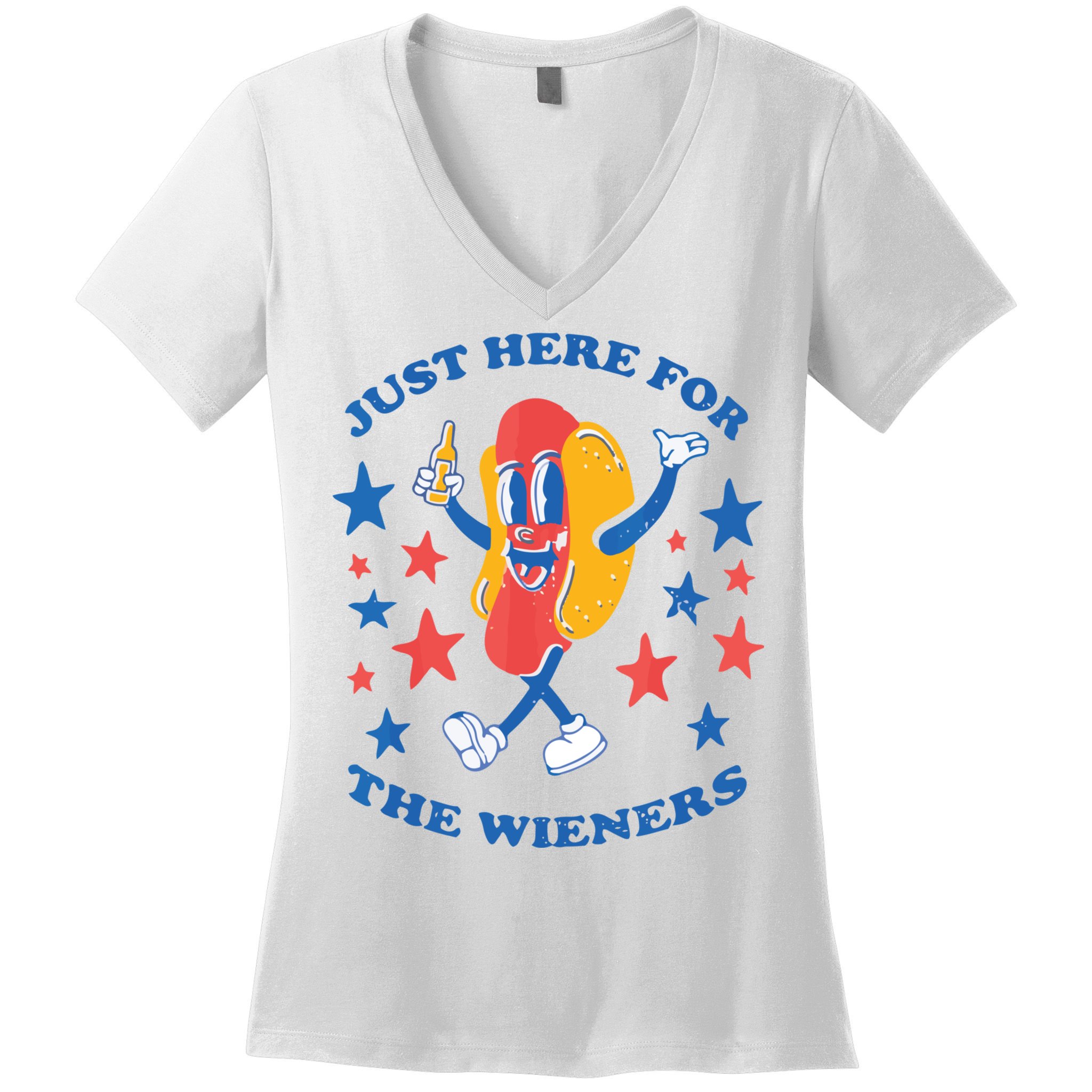 I'm Just Here For The Wieners 4th Of July Shirts Women's V-Neck T-Shirt