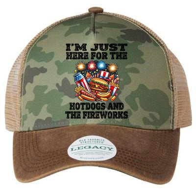 IM Just Here For The Hotdogs And The Fireworks 4th Of July Funny Gift Legacy Tie Dye Trucker Hat