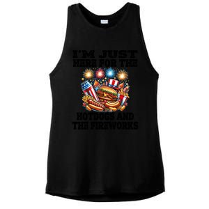 IM Just Here For The Hotdogs And The Fireworks 4th Of July Funny Gift Ladies PosiCharge Tri-Blend Wicking Tank