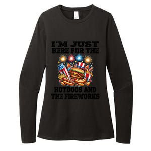 IM Just Here For The Hotdogs And The Fireworks 4th Of July Funny Gift Womens CVC Long Sleeve Shirt