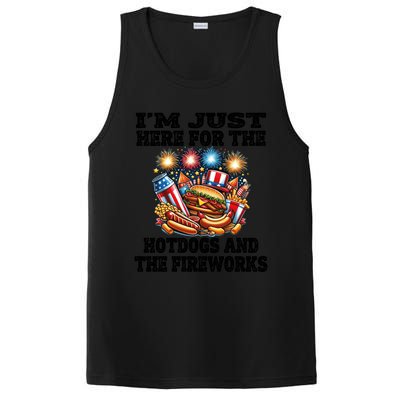 IM Just Here For The Hotdogs And The Fireworks 4th Of July Funny Gift PosiCharge Competitor Tank