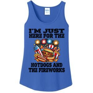 IM Just Here For The Hotdogs And The Fireworks 4th Of July Funny Gift Ladies Essential Tank