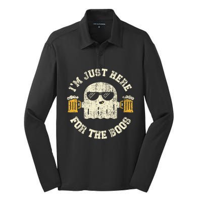 Im Just Here For The Boos Halloween Drinking Party Silk Touch Performance Long Sleeve Polo