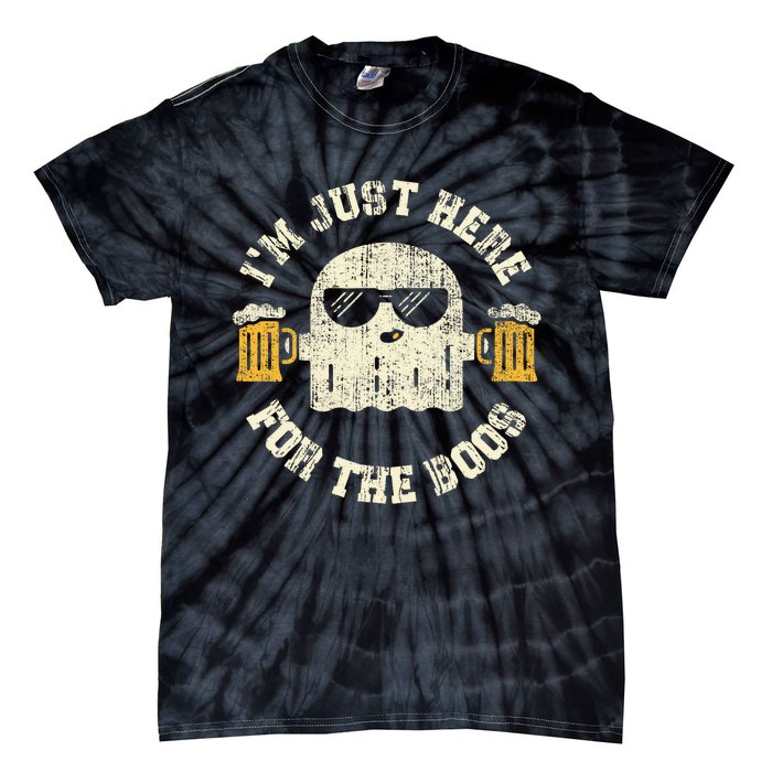 Im Just Here For The Boos Halloween Drinking Party Tie-Dye T-Shirt