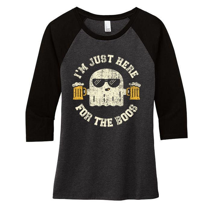 Im Just Here For The Boos Halloween Drinking Party Women's Tri-Blend 3/4-Sleeve Raglan Shirt