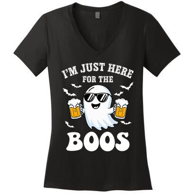 IM Just Here For The Boos Halloween Costume Women's V-Neck T-Shirt