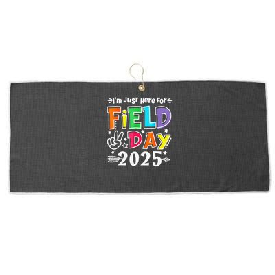 Im Just Here For Field Day 2025 For Teacher Field Day Large Microfiber Waffle Golf Towel