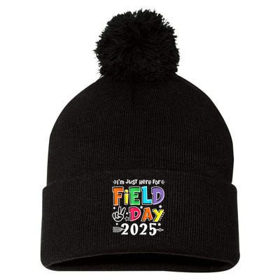 Im Just Here For Field Day 2025 For Teacher Field Day Pom Pom 12in Knit Beanie