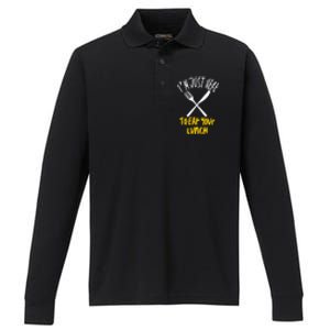 IM Just Here To Eat Your Lunch Fork And Knife Gift Performance Long Sleeve Polo