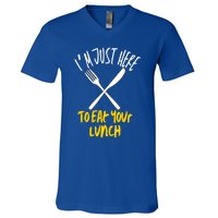 IM Just Here To Eat Your Lunch Fork And Knife Gift V-Neck T-Shirt