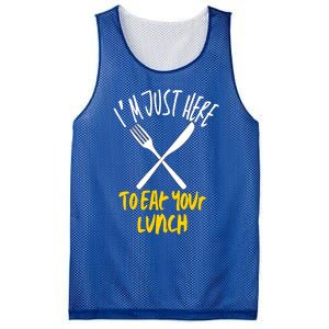 IM Just Here To Eat Your Lunch Fork And Knife Gift Mesh Reversible Basketball Jersey Tank