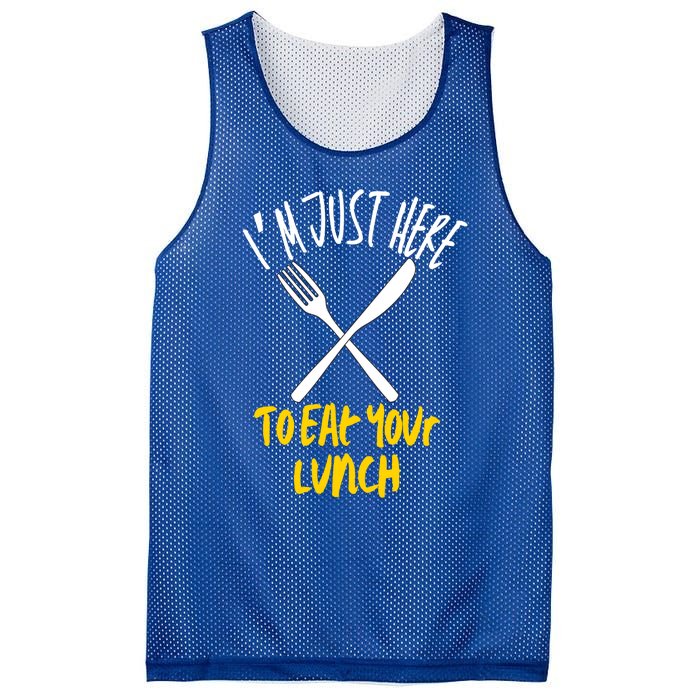 IM Just Here To Eat Your Lunch Fork And Knife Gift Mesh Reversible Basketball Jersey Tank