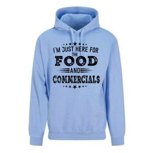 Im Just Here For The Food And Commercials Football Funny Gift Unisex Surf Hoodie