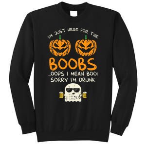 Im Just Here For The Boobs Boos Drunk Ghost Beer Halloween Tall Sweatshirt