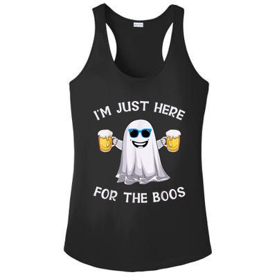 Im Just Here For The Boos Ghost Funny Halloween Beer Lover Ladies PosiCharge Competitor Racerback Tank