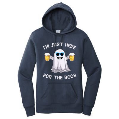 Im Just Here For The Boos Ghost Funny Halloween Beer Lover Women's Pullover Hoodie