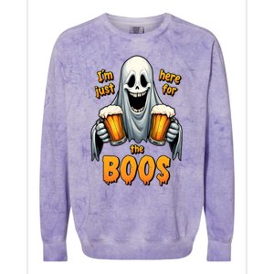 IM Just Here For The Boos Funny Ghost Halloween Drinker Colorblast Crewneck Sweatshirt