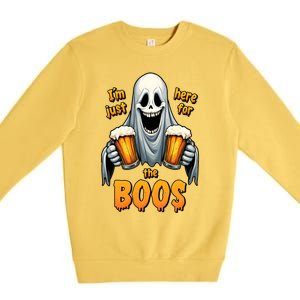 IM Just Here For The Boos Funny Ghost Halloween Drinker Premium Crewneck Sweatshirt