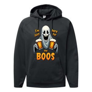 IM Just Here For The Boos Funny Ghost Halloween Drinker Performance Fleece Hoodie