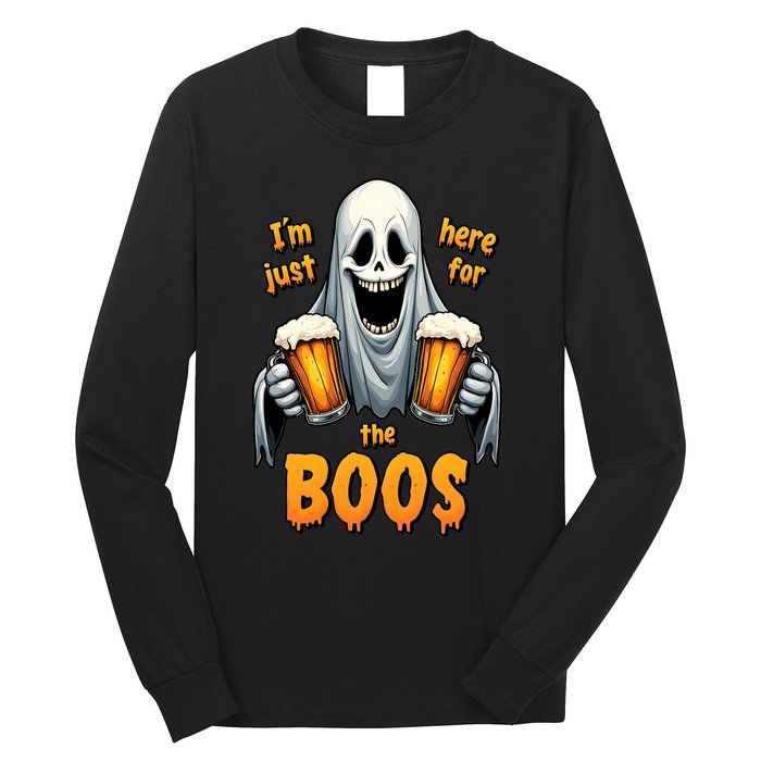 IM Just Here For The Boos Funny Ghost Halloween Drinker Long Sleeve Shirt