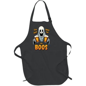 IM Just Here For The Boos Funny Ghost Halloween Drinker Full-Length Apron With Pockets