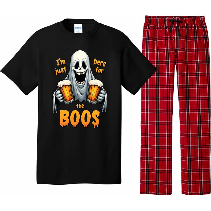 IM Just Here For The Boos Funny Ghost Halloween Drinker Pajama Set