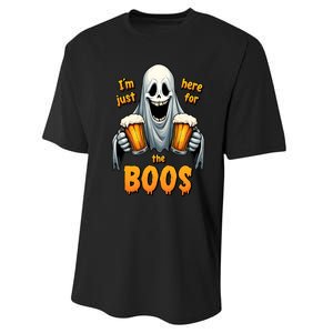 IM Just Here For The Boos Funny Ghost Halloween Drinker Performance Sprint T-Shirt